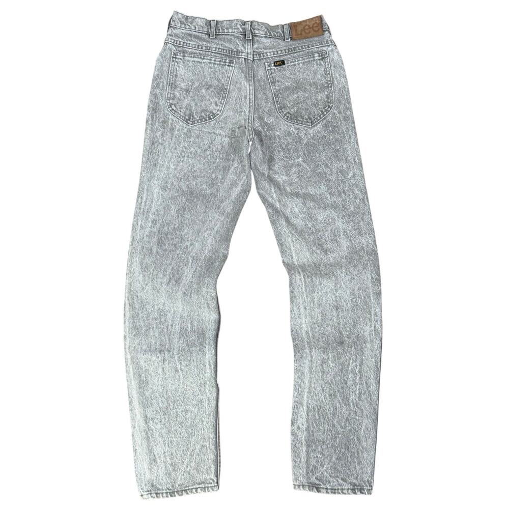Vintage Lee Acid Wash Jeans 30x32 USA Made Gray High Waisted Straight Leg Denim